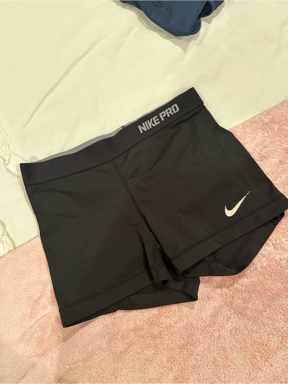 Nike Black Women's Pro Athletic Shorts with White Swoosh